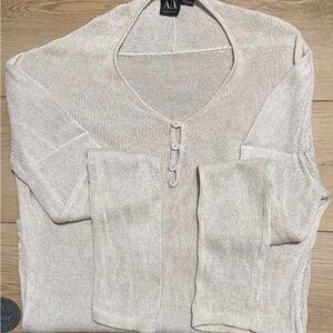 Armani Exchange Off-White Linen Knit Top